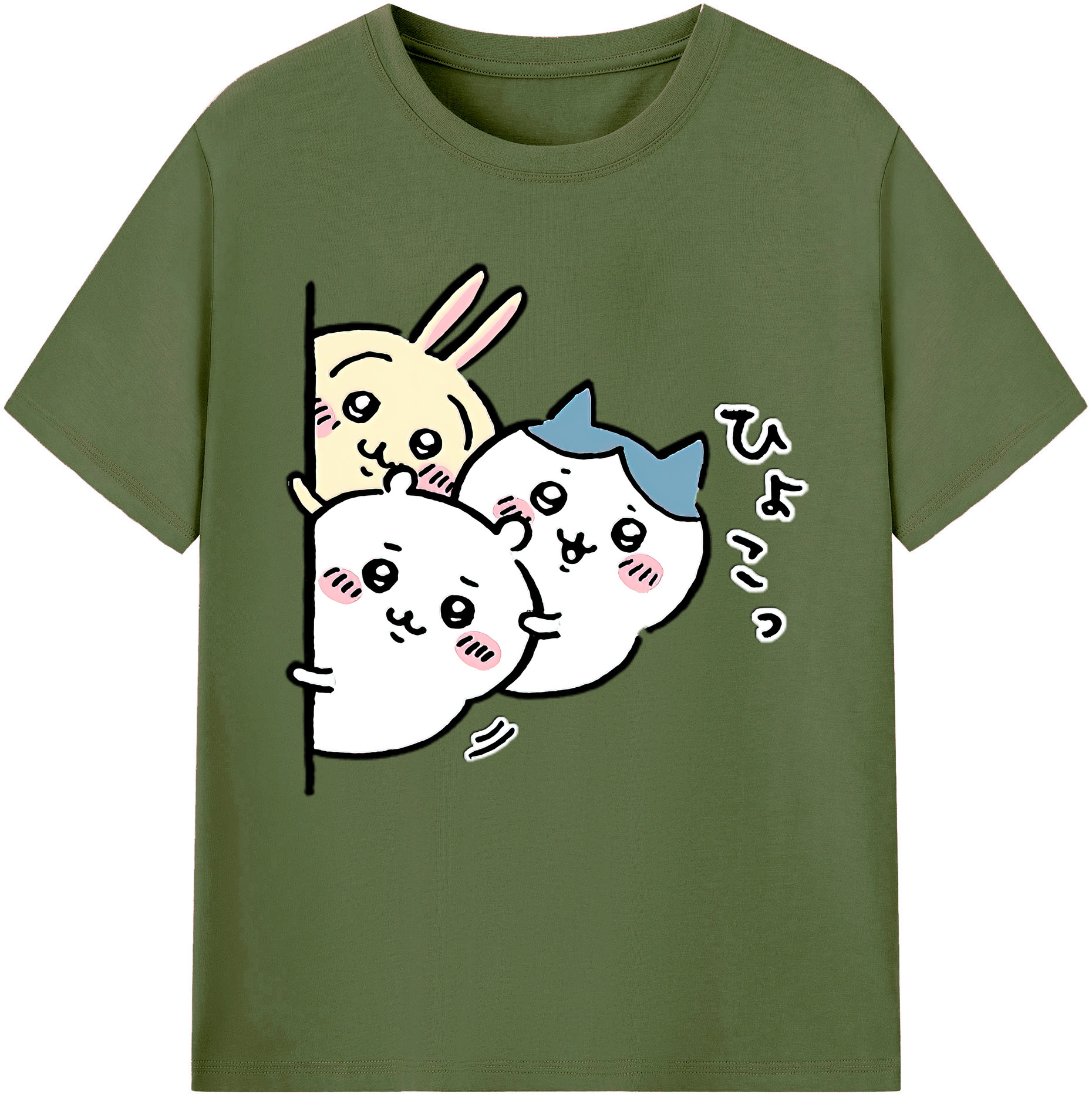 （画像用） ちいかわ うさぎ Chii-kawa usagi 綿100％半袖Tシャツ（フロントプリント）